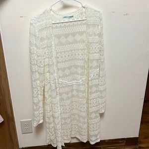 Women’s lace open long cardigan